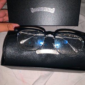 black chrome hearts glasses with packaging